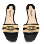 TOM FORD RAFFIA AND LEATHER WHITNEY SLIDE