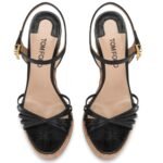 TOM FORD PRINTED LIZARD LEATHER CABANA WEDGE ESPADRILLE BLACK