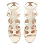 TOM FORD SHINY STAMPED CROCODILE LEATHER PARADIS CAGE SANDAL IVORY