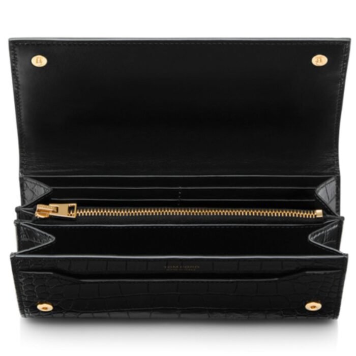 TOM FORD STAMPED CROCODILE LEATHER CONTINENTAL WALLET