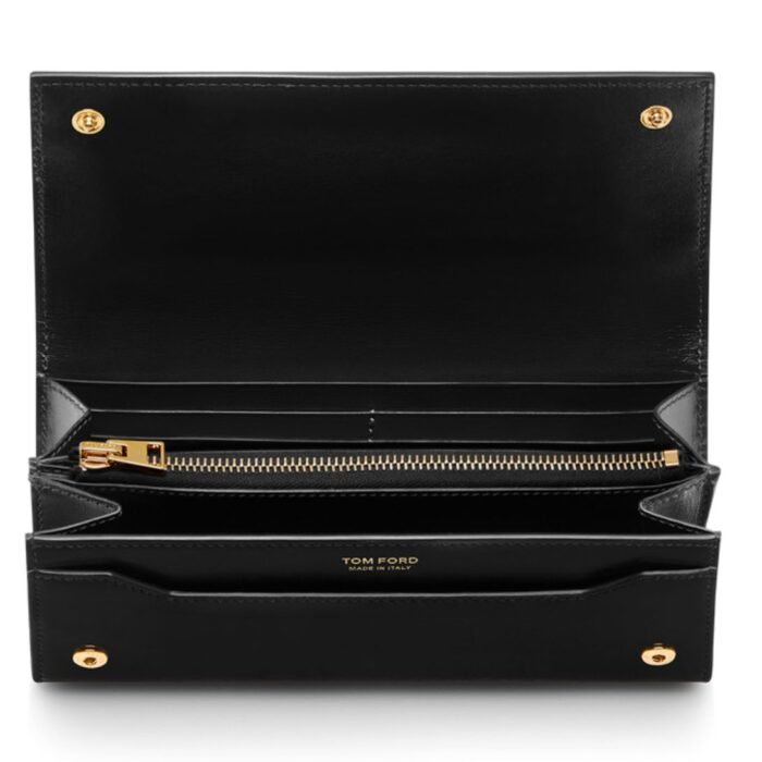 TOM FORD PALMELLATO EFFECT LEATHER CONTINENTAL WALLET BLACK