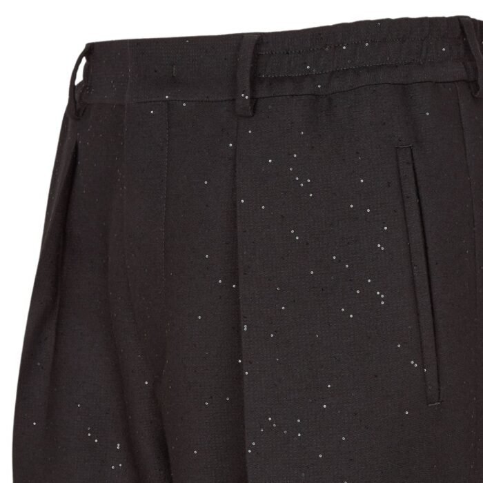 FENDI BLACK WOOL AND SEQUIN PANTS