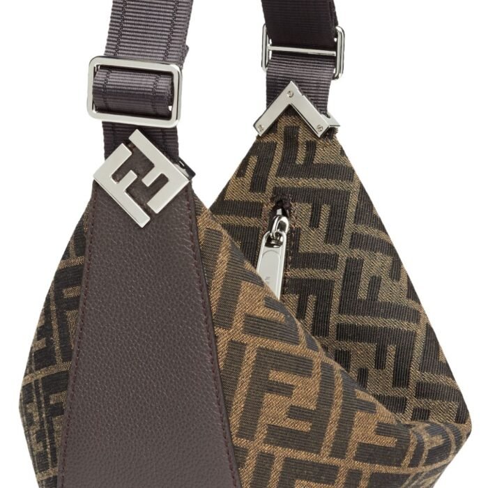 FENDI FF JACQUARD MELON SMALL BROWN BAG