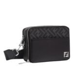 FENDI SQUARED FF CAMERA CASE ORGANIZER BLACK LEATHER AND FF BAG