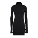 FENDI BLACK WOOL AND SILK DRESS