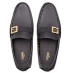 FENDI FF SQUARED BLACK LEATHER DRIVERS
