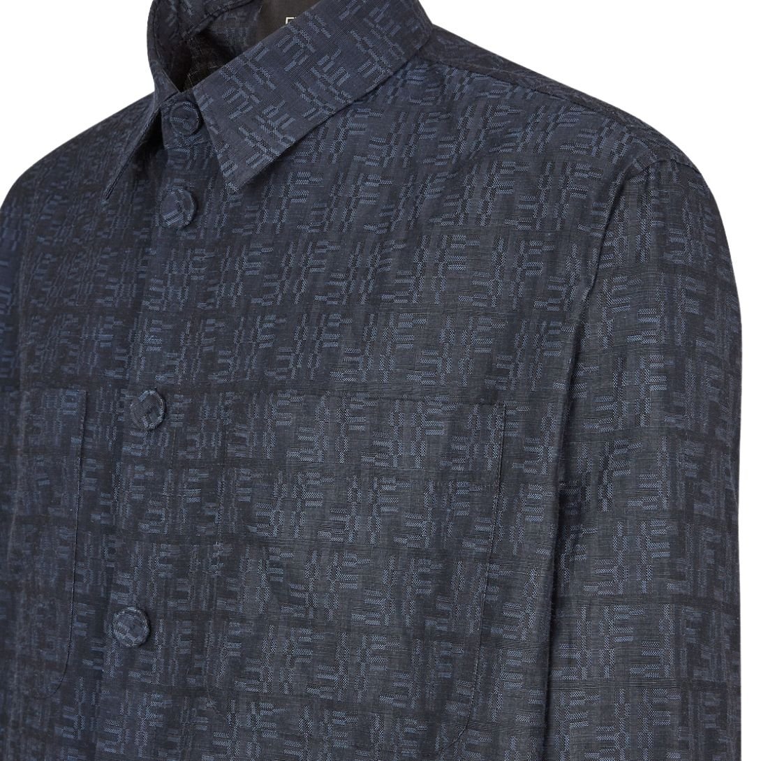 3 FENDI BLOUSON BLUE FF JACQUARD GO TO JACKET