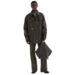 FENDI BROWN WAXED FF JACQUARD BLOUSON