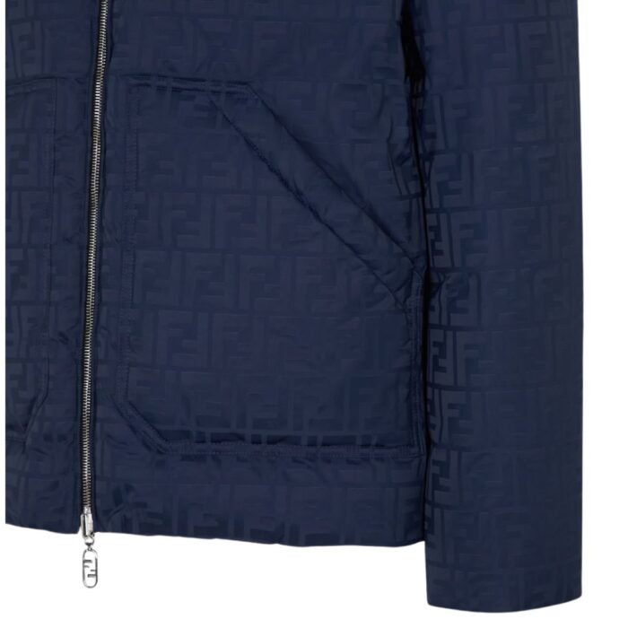 FENDI BLUE FF NYLON PUFFER JACKET