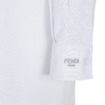 FENDI WHITE STRIPED COTTON DRESS