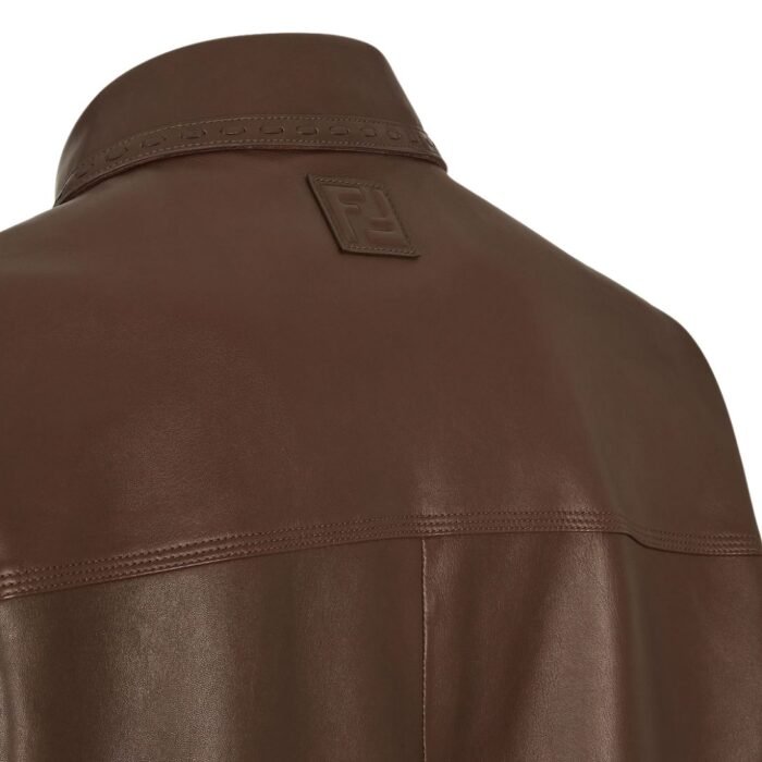 FENDI BLOUSON BROWN LEATHER GO TO JACKET