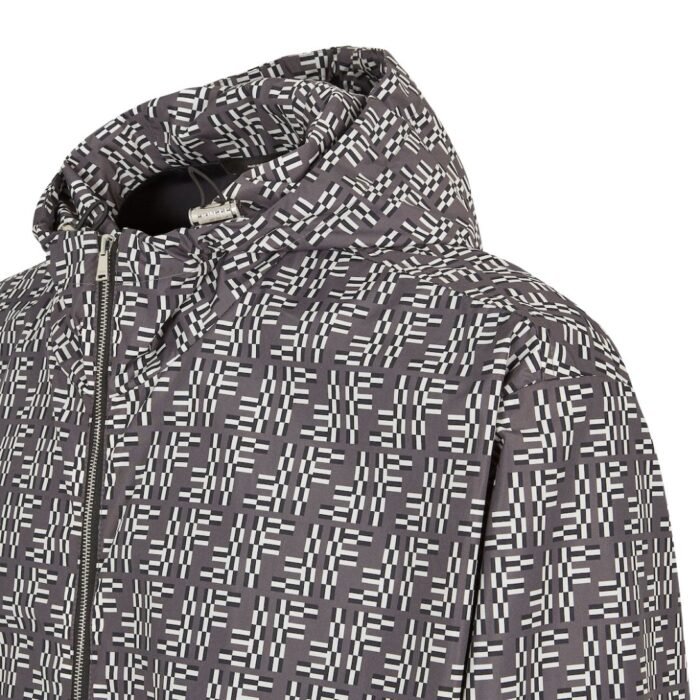 FENDI BLOUSON GRAY FF LABYRINTH NYLON WINDBREAKER JACKET