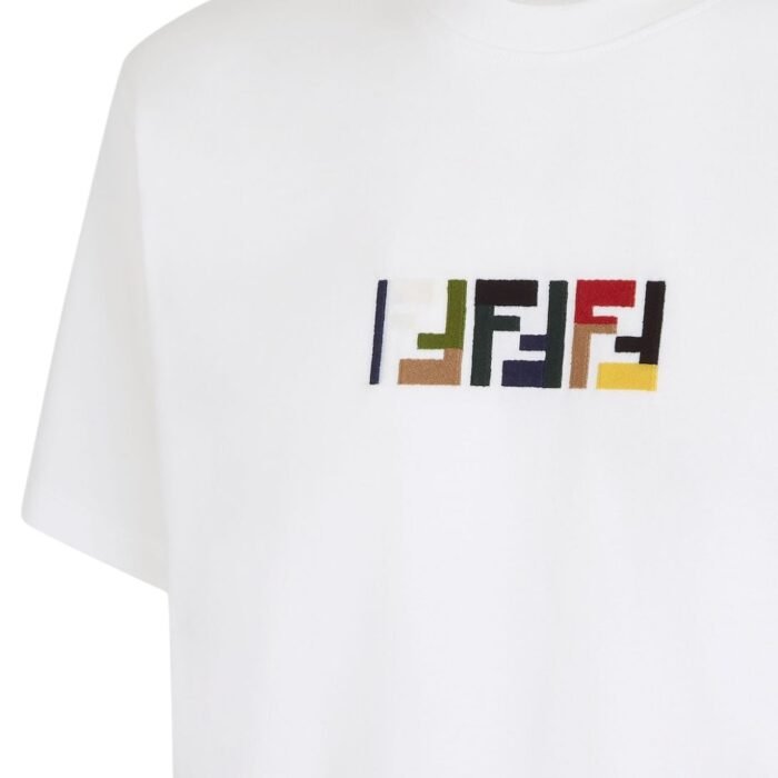 FENDI WHITE COTTON T-SHIRT