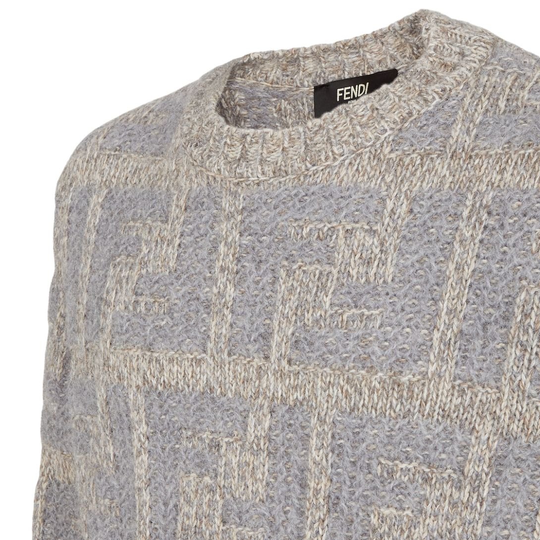 3 FENDI SWEATER GRAY ALPACA AND WOOL FF PULLOVER