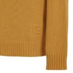 FENDI SWEATER OCHER CASHMERE AND WOOL PULLOVER