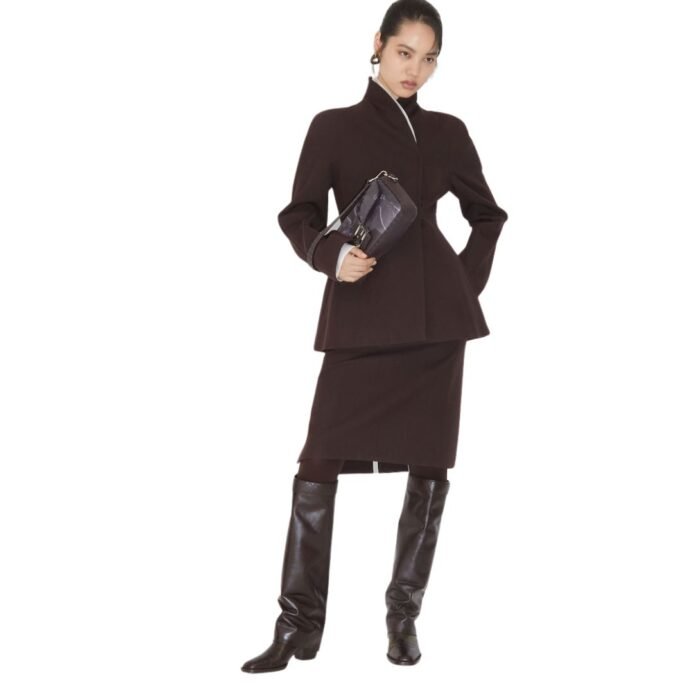 FENDI DARK PURPLE GRAIN DE POUDRE WOOL JACKET