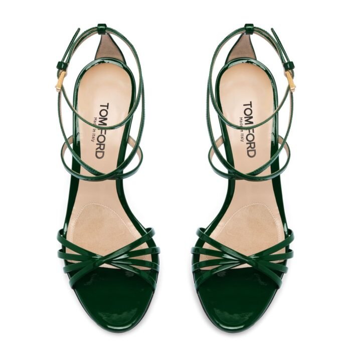 TOM FORD PATENT LEATHER IDA SANDAL EMERALD GREEN