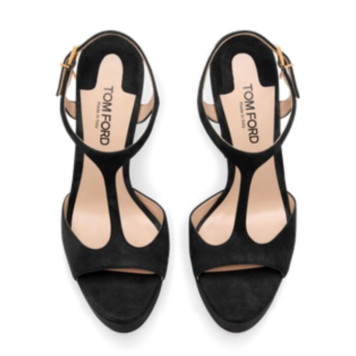 TOM FORD SUEDE LEATHER ANGELINA PLATFORM SANDAL BLACK