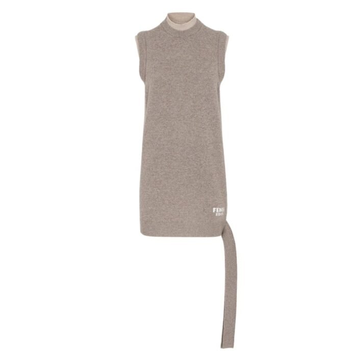 FENDI DOVE GRAY WOOL AND CASHMERE DRESS