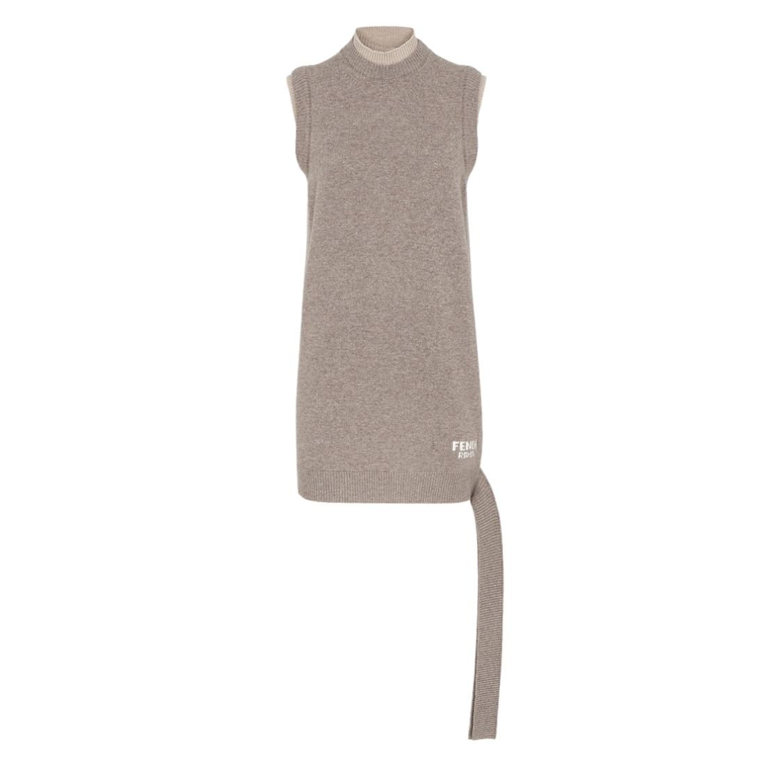 4 FENDI DOVE GRAY WOOL AND CASHMERE DRESS