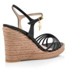 TOM FORD PRINTED LIZARD LEATHER CABANA WEDGE ESPADRILLE BLACK