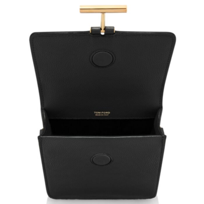 TOM FORD GRAIN LEATHER TARA MINI BAG ON STRAP BLACK