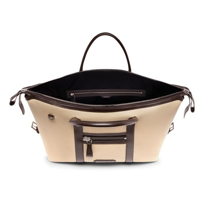 TOM FORD GRAIN LEATHER LEATHER BUCKLEY HOLDALL BROWN