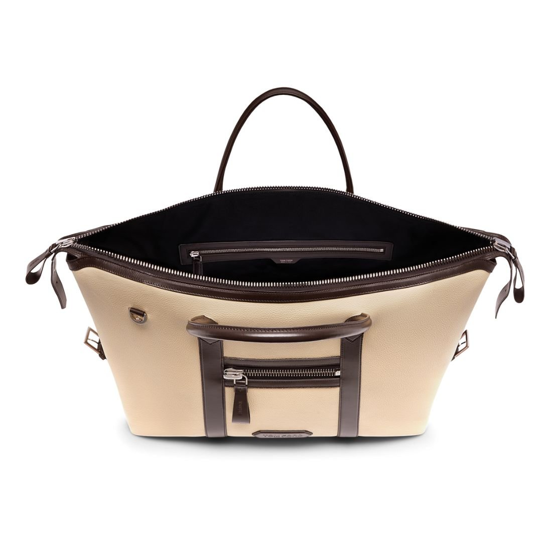 4 TOM FORD GRAIN LEATHER LEATHER BUCKLEY HOLDALL BROWN