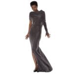 FENDI BLACK KNIT DRESS WITH METALLIC YARN