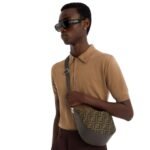 FENDI FF JACQUARD MELON SMALL BROWN BAG