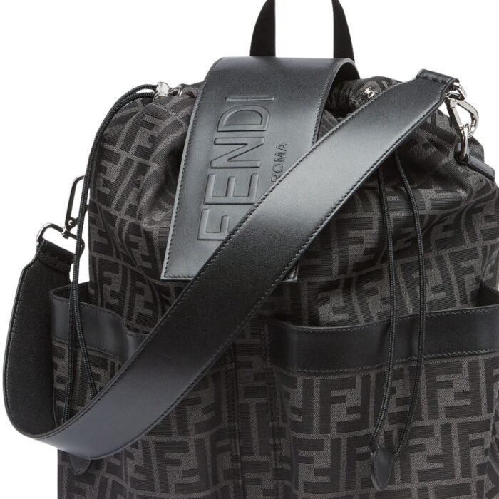 FENDI STRIKE LARGE FF JACQUARD FABRIC BACKPACK
