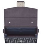 FENDI SOFT TRUNK BAGUETTE FF JACQUARD AND BLUE LEATHER BAG