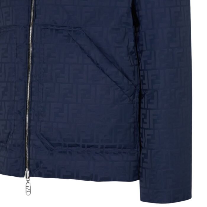 FENDI BLUE FF NYLON PUFFER JACKET