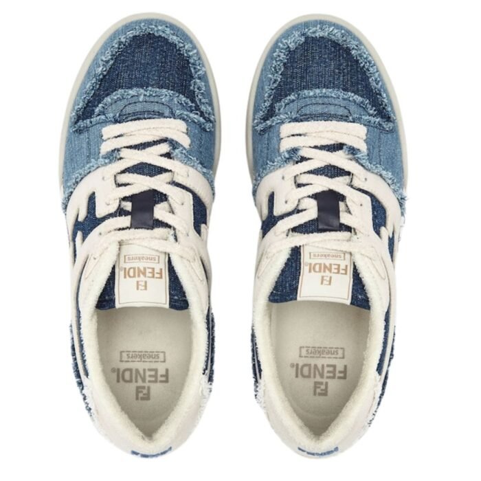 FENDI MATCH SNEAKERS BLUE DENIM LOW-TOPS