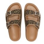 FENDI FEEL FF JACQUARD FABRIC SANDALS