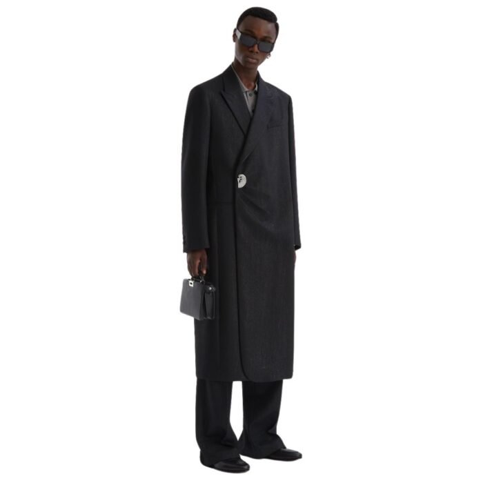 FENDI BLACK COAT WITH METALLIC YARN