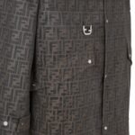 FENDI BROWN WAXED FF JACQUARD BLOUSON