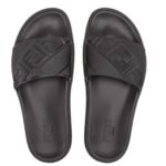 FENDI SLIDES BLACK RUBBER FOOTBED