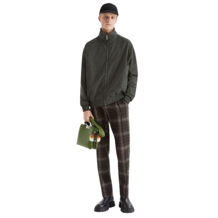 FENDI GREEN FF NYLON BOMBER JACKET