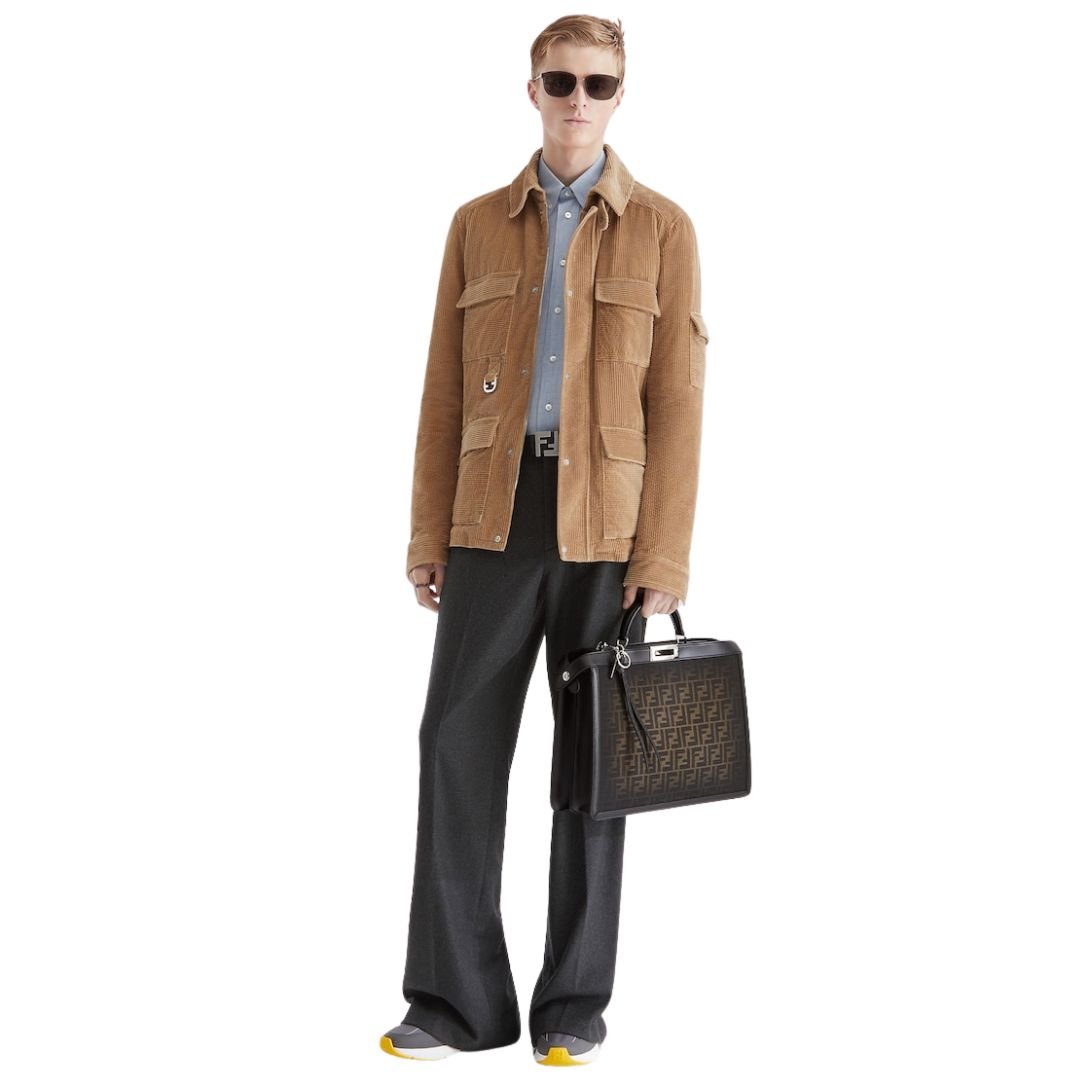 4 FENDI LIGHT BROWN CORDUROY BLOUSON