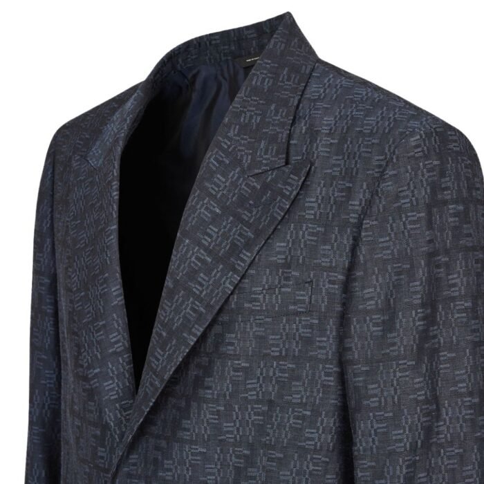 FENDI JACKET BLUE FF LABYRINTH JACQUARD BLAZER
