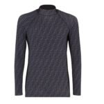 FENDI SWEATER BLUE FF LYCRA TURTLENECK TOP
