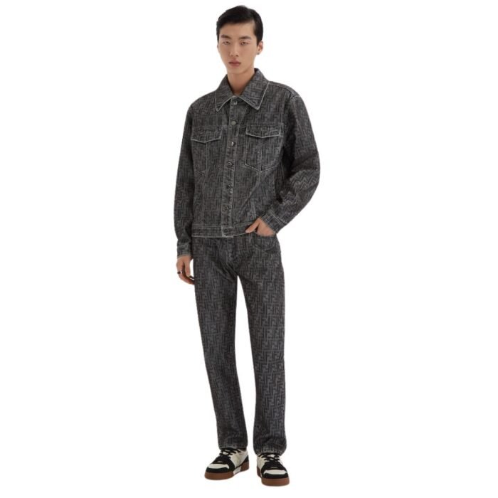 FENDI LONG JEANS GRAY FF JEANS