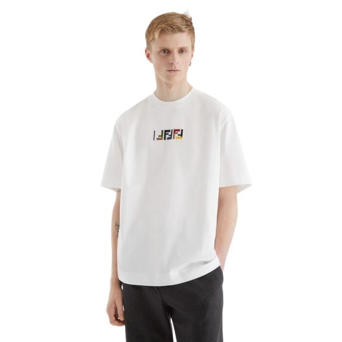 FENDI WHITE COTTON T-SHIRT
