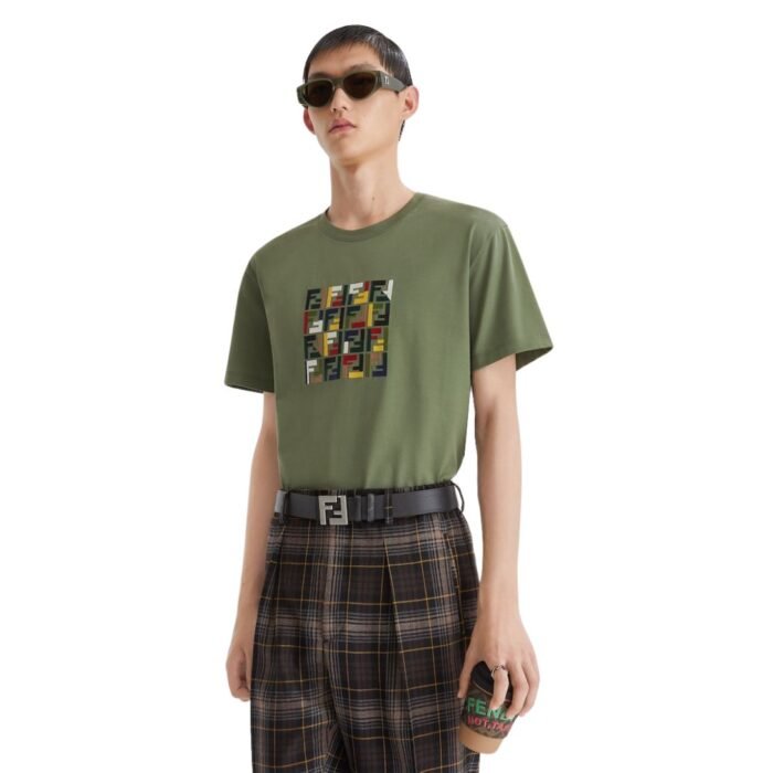 FENDI GREEN COTTON T-SHIRT