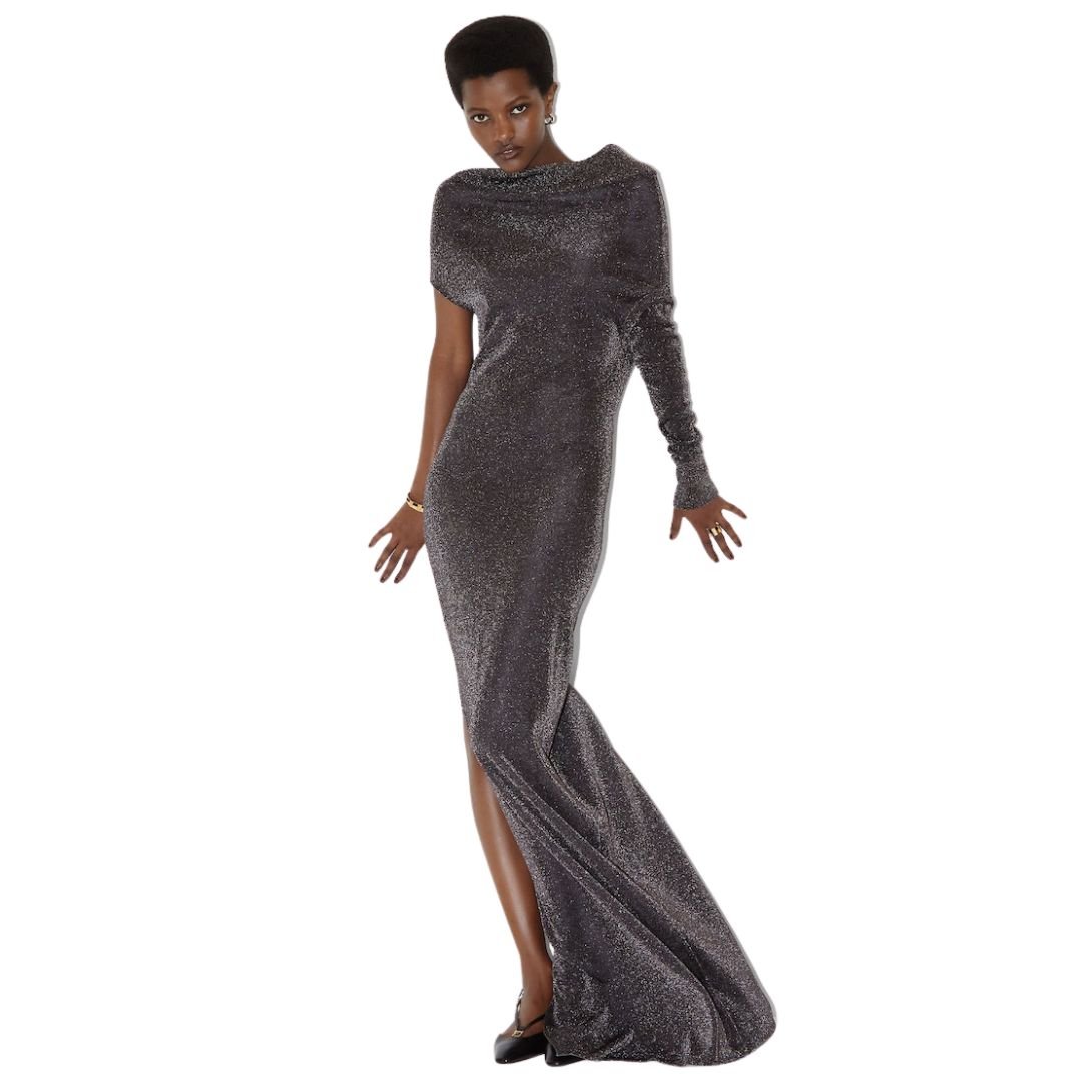 4 FENDI BLACK KNIT DRESS WITH METALLIC YARN