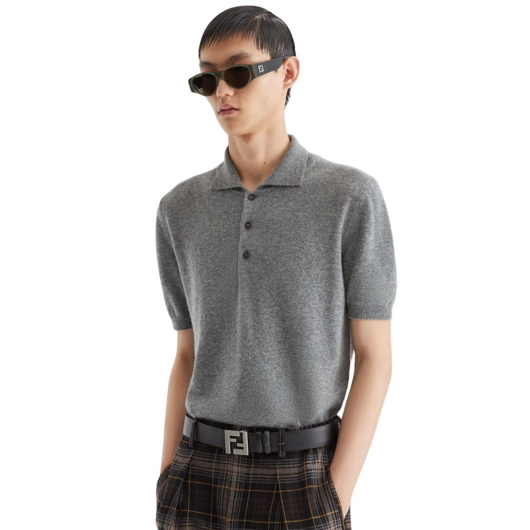 4 FENDI GRAY WOOL POLO SHIRT