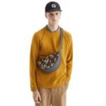 FENDI SWEATER OCHER CASHMERE AND WOOL PULLOVER