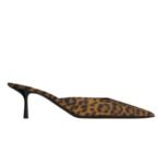 SAINT LAURENT BARBARA MULES IN LEOPARD GROSGRAIN
