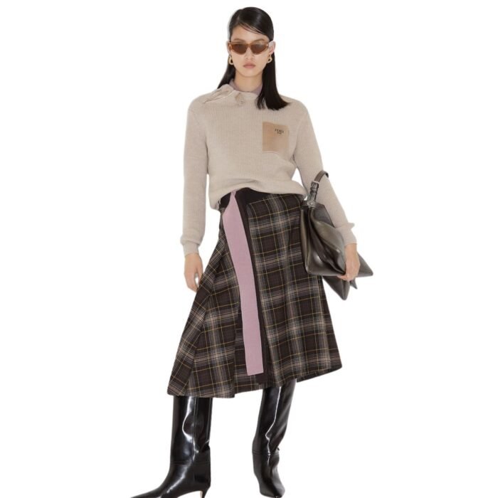 FENDI BROWN FENDI TARTAN SKIRT